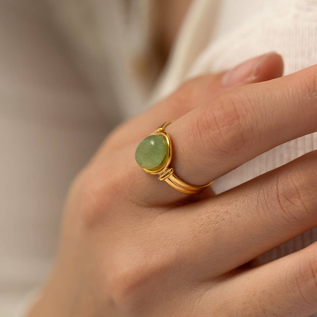 INLAID NATURALSTONE STAINLESS STEEL OPEN RINGS_CWAJE1229