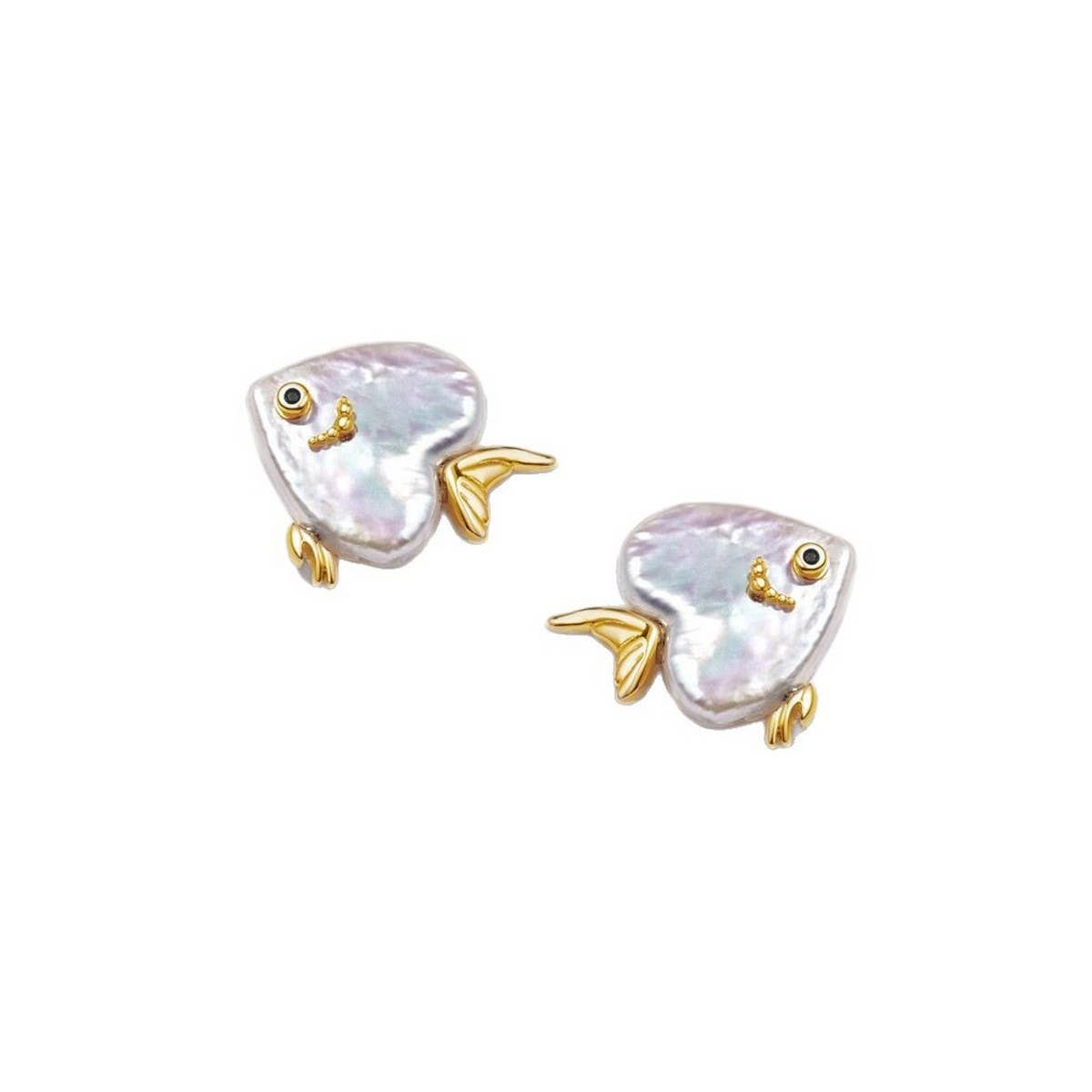 DESIGN NATURAL PEARL HEART FISH EARRINGS_CWAJE5129