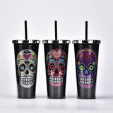 DOUBLE LAYER STRAW SKULL WATER CUP_CWMM0983