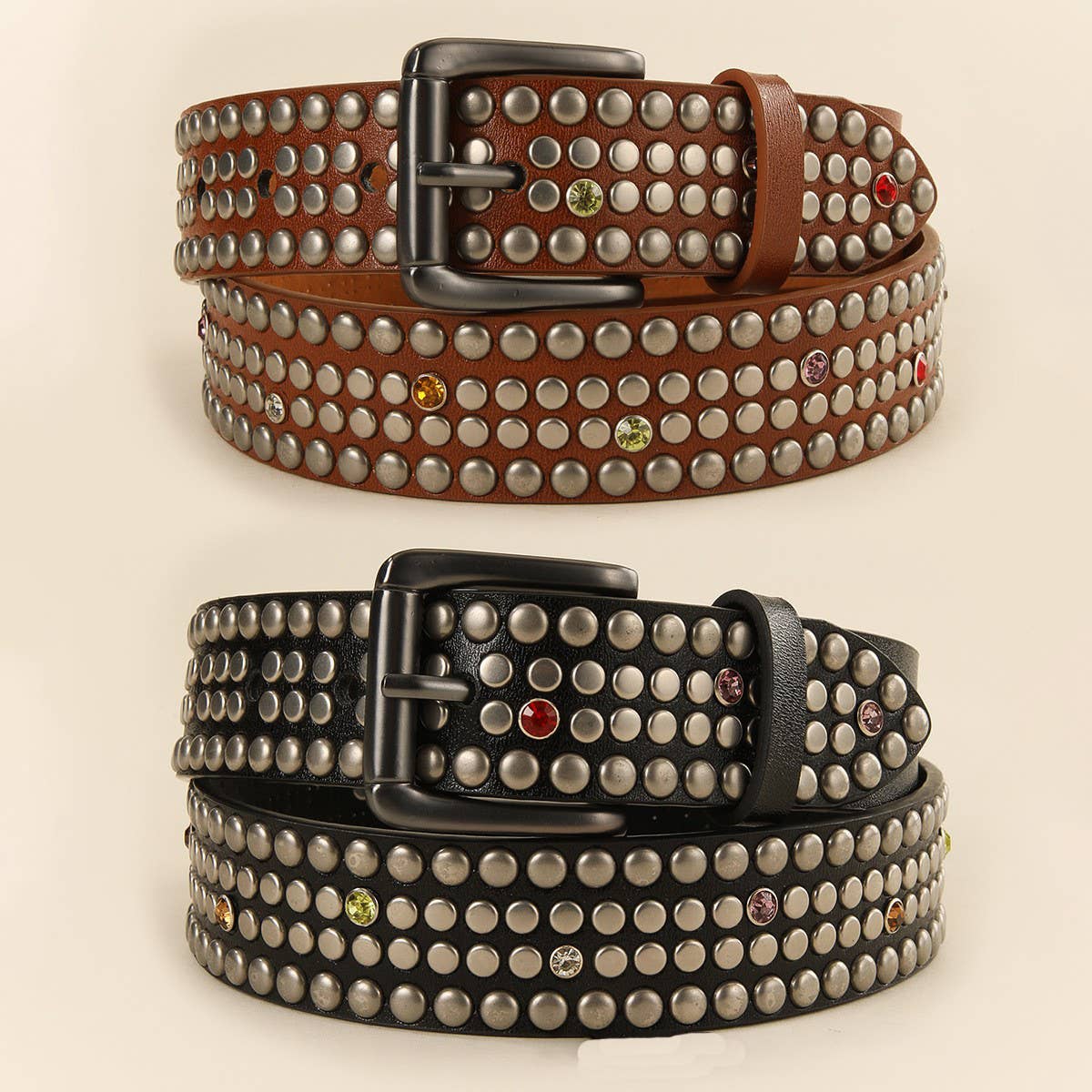 FASHIONABLE RIVET MUSHROOM STUD DIAMOND BELT_CWMM3939