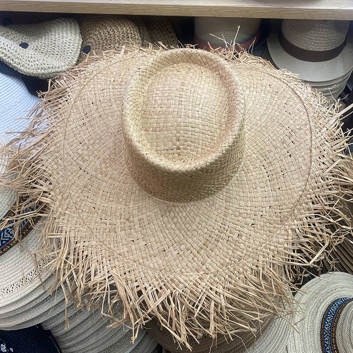 SUMMER LITERARY FUR EDGED SUN HAT_CWAH3396