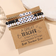 LOVE APPLE LETTER SOFT CLAY ELASTIC BRACELET SET_CWMM3537