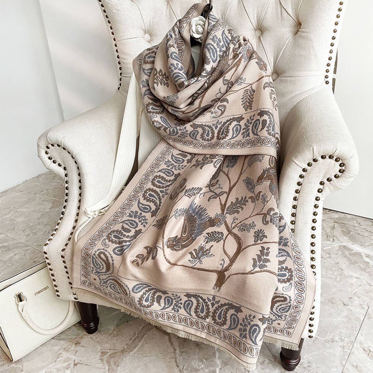 PRINTED TASSEL SHAWL BLANKET SCARF FOR OFFICE FALL_CWASC0191