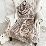 PRINTED TASSEL SHAWL BLANKET SCARF FOR OFFICE FALL_CWASC0191
