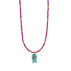 ANIMAL FISH NECKLACE WITH GEM AND STEEL_CWMM7531