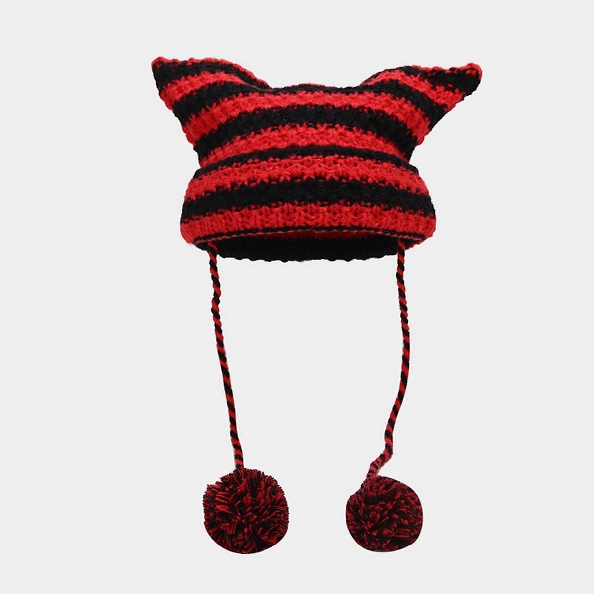 Trendy Little Devil Contrast Striped Knitted Hat_Cwah2129