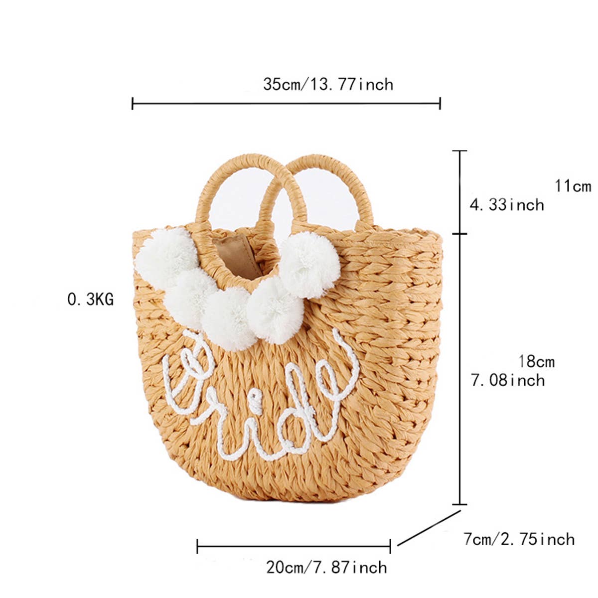 CUTE FUR BALL PORTABLE STRAW BAG_CWAB2101