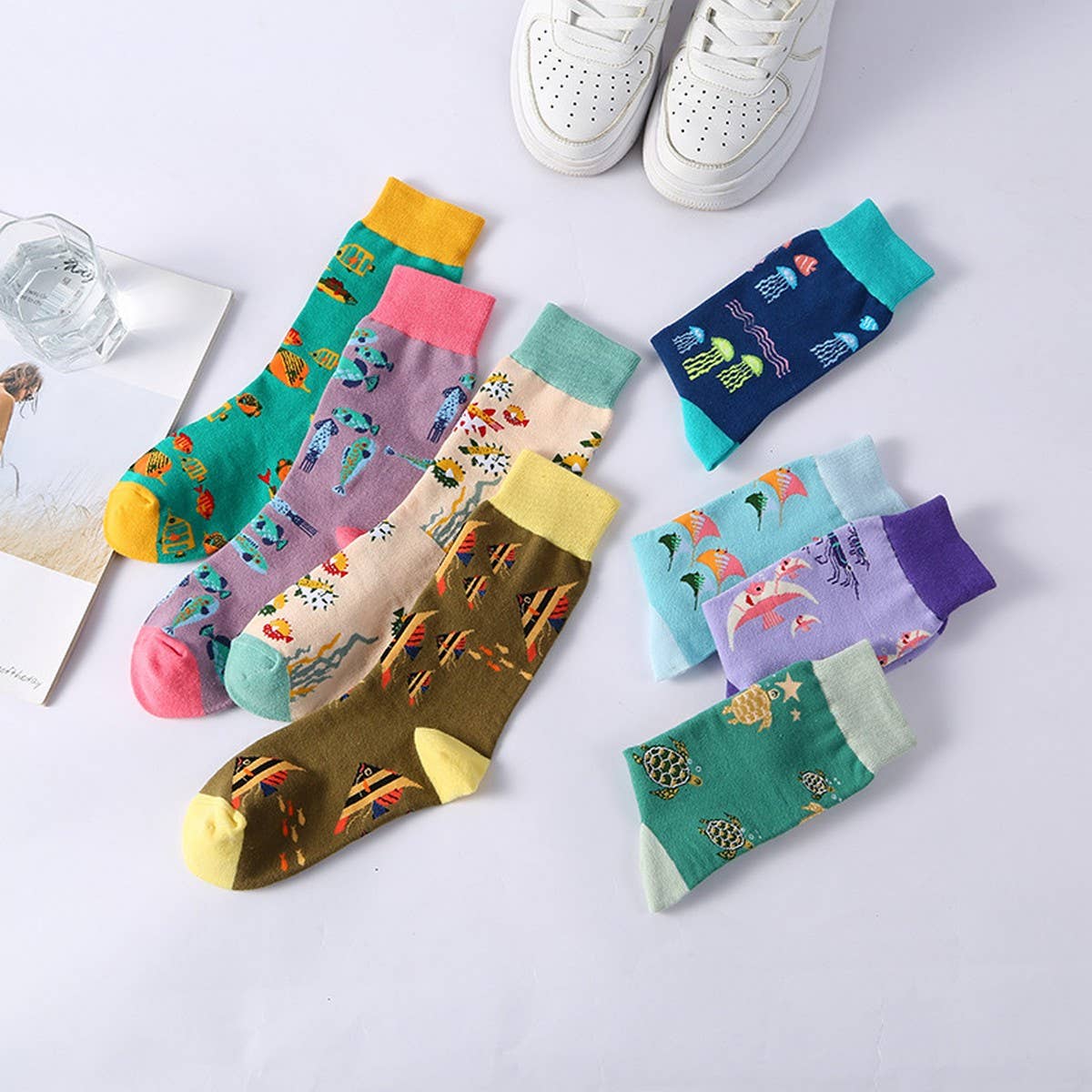 AUTUMN AND WINTER MARINE LIFE MID TUBE SOCKS_CWMS1025