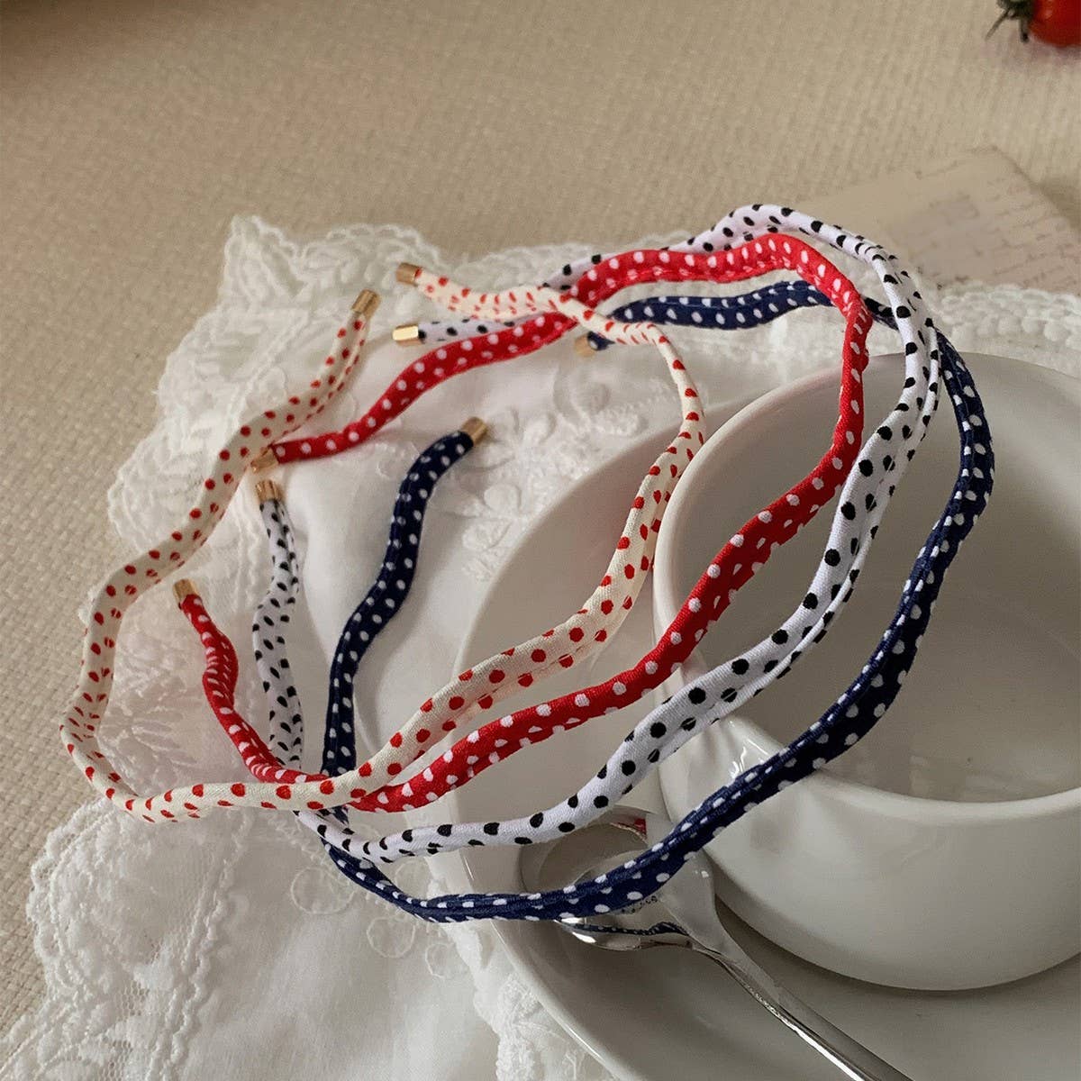 Polka Dot Wavy Thin Headband Daily Hairband_Cwaha07998