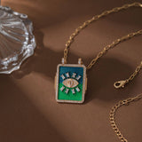 COLORFUL BRAIDED ZIRCONIA PENDANT NECKLACE_CWMM3893