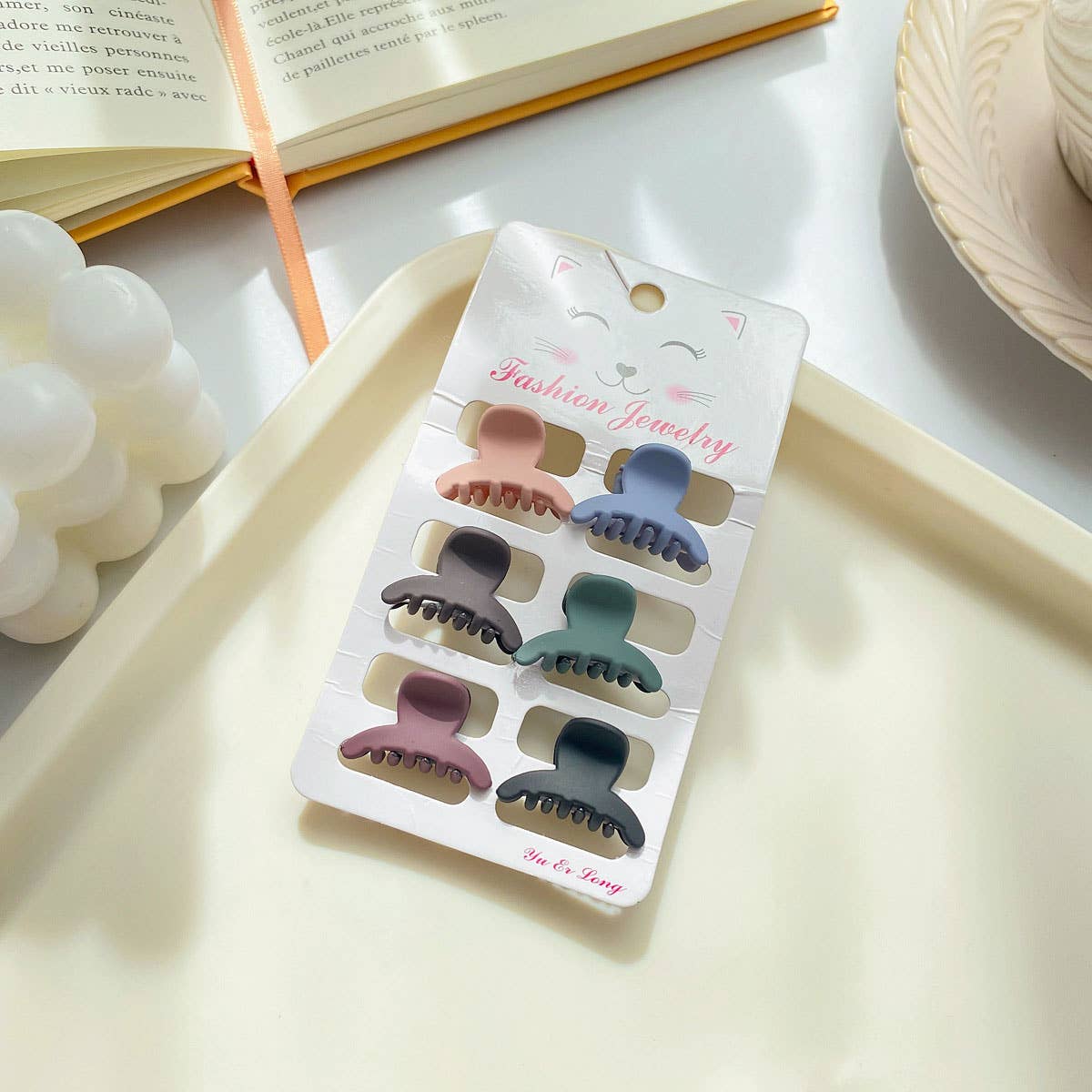 SET OF 6 SMALL CLAW HAIR CLIPS SIMPLE CHIC_CWAHA0386