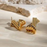 18K GOLD STAINLESS STEEL SIMPLE LINE EARRINGS_CWMM2347