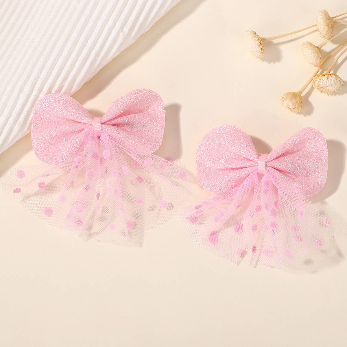 STYLISH DOUBLE LAYER MESH BOW HAIR CLIP FOR KIDS_CWAHA6715