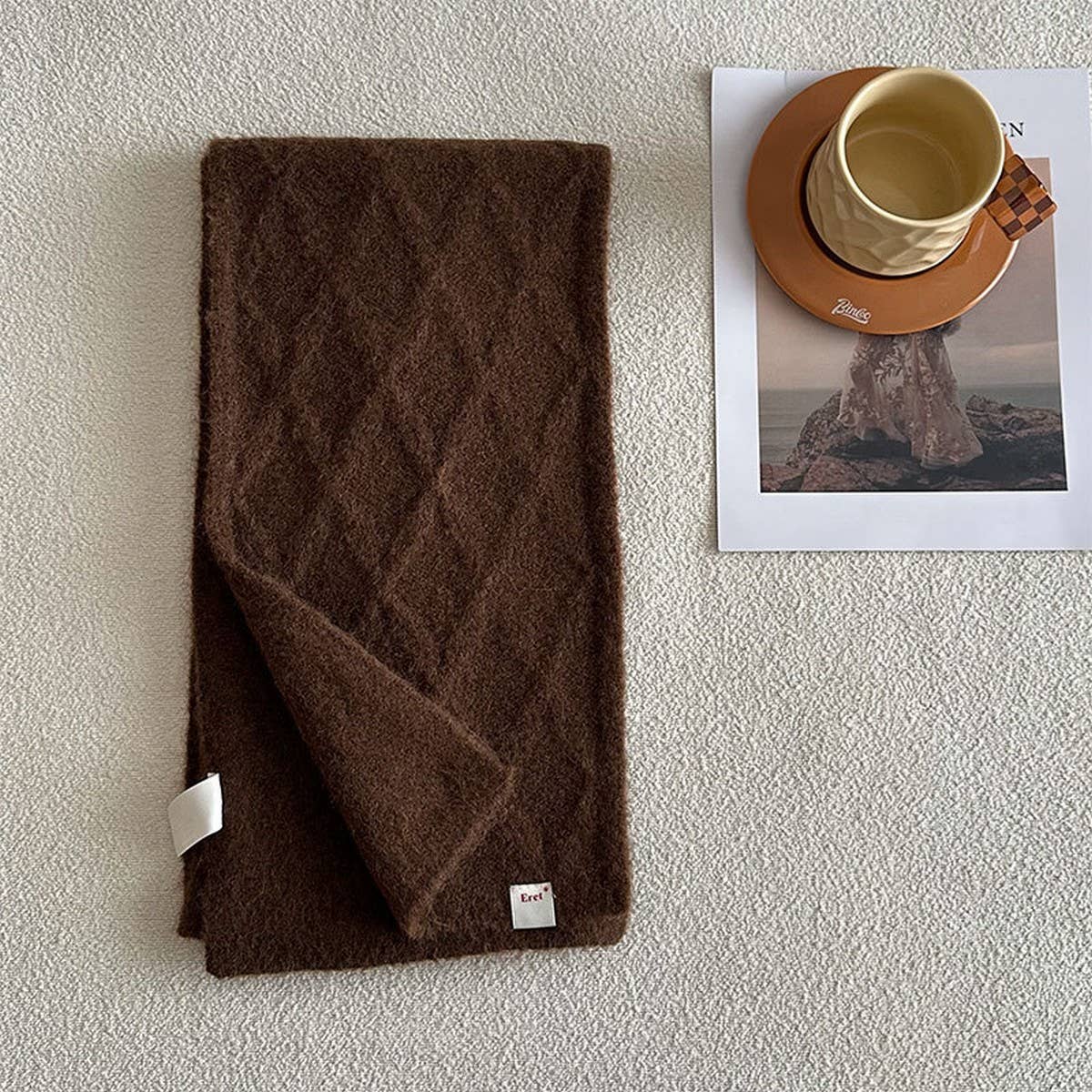 RETRO KNIT SCARF WOOL BLEND REVERSIBLE WRAP_CWASC2355