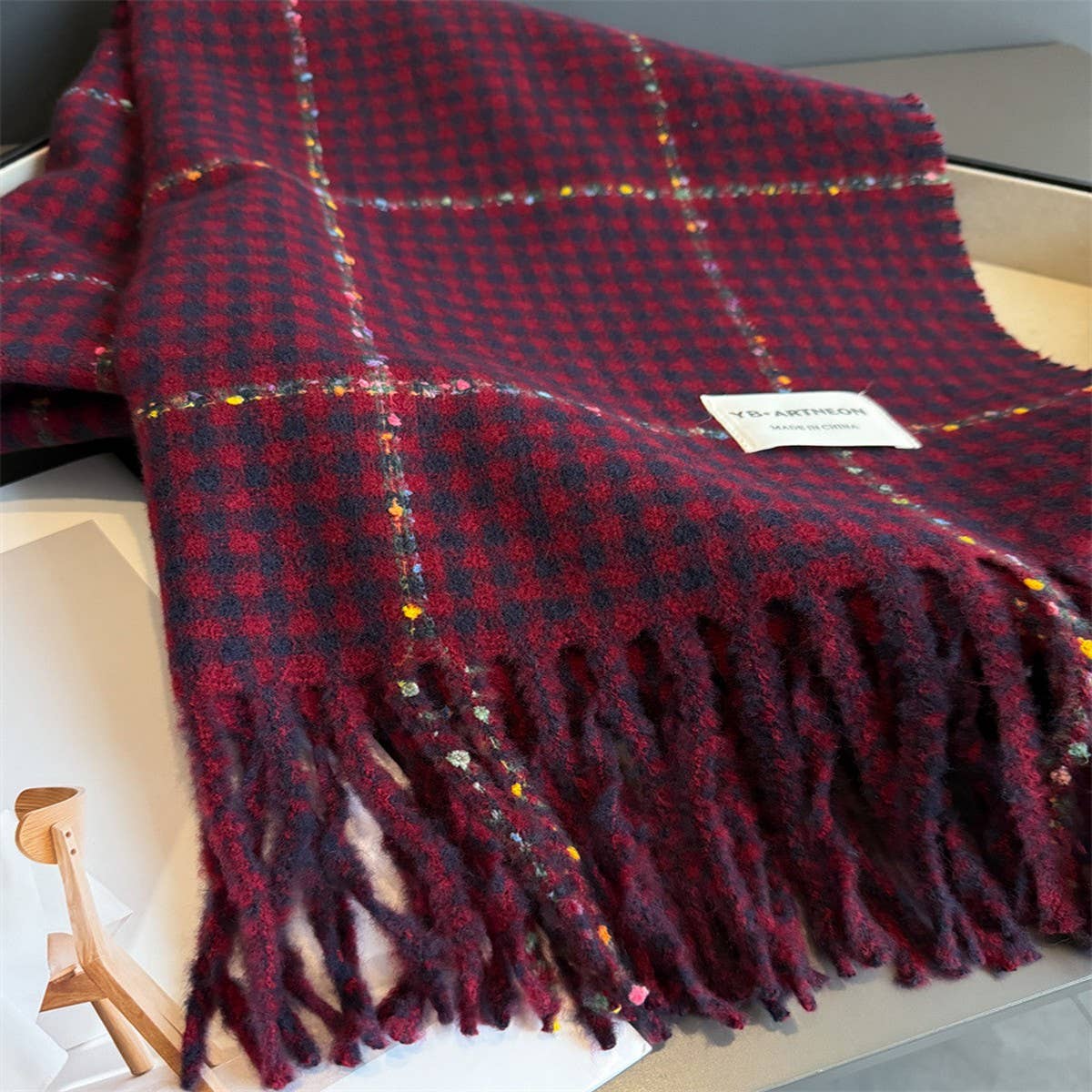 Houndstooth Pattern Winter Warm Cashmere Scarf_Cwasc03266