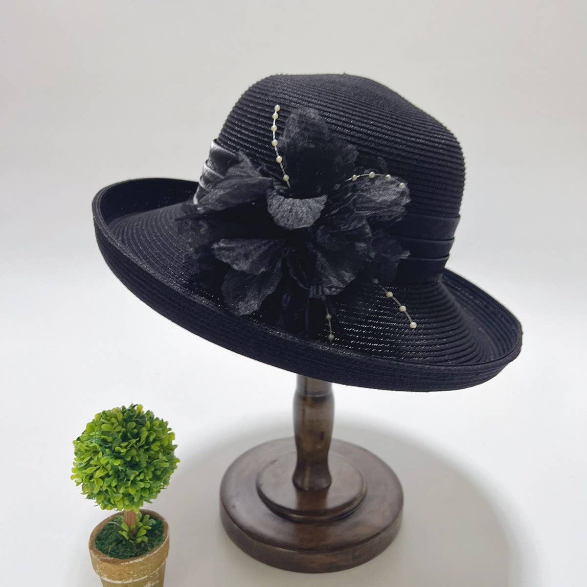 SUMMER ICE LINEN 3D FLOWER STRAW HAT_CWAH3569