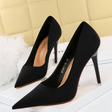 SIMPLE SOLID COLOR SHALLOW POINTED TOE HIGH HEELS_CWSHH0064