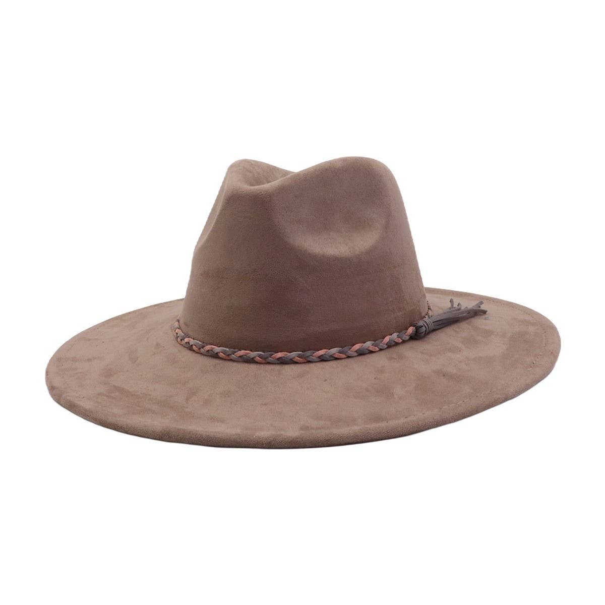Unisex Suede Wide Brim Fedora Hat Couple Style_Cwah04448