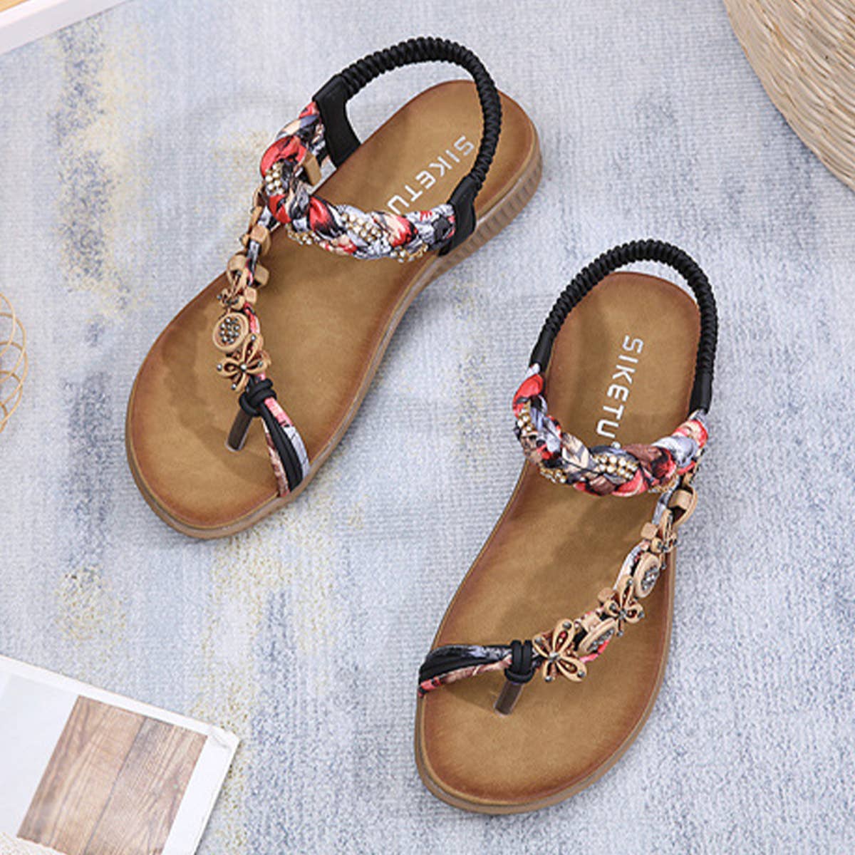 BOHEMIAN HAND WOVEN RIBBON RHINESTONE SANDALS_CWSHS0513