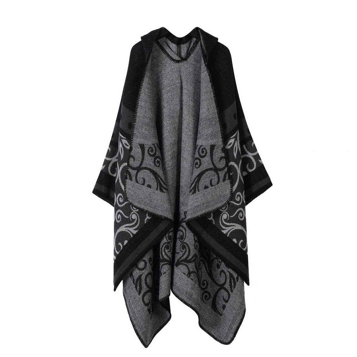 CAPE SHAWL CAPE FAUX CASHMERE HOODED CAPE_CWASC2267