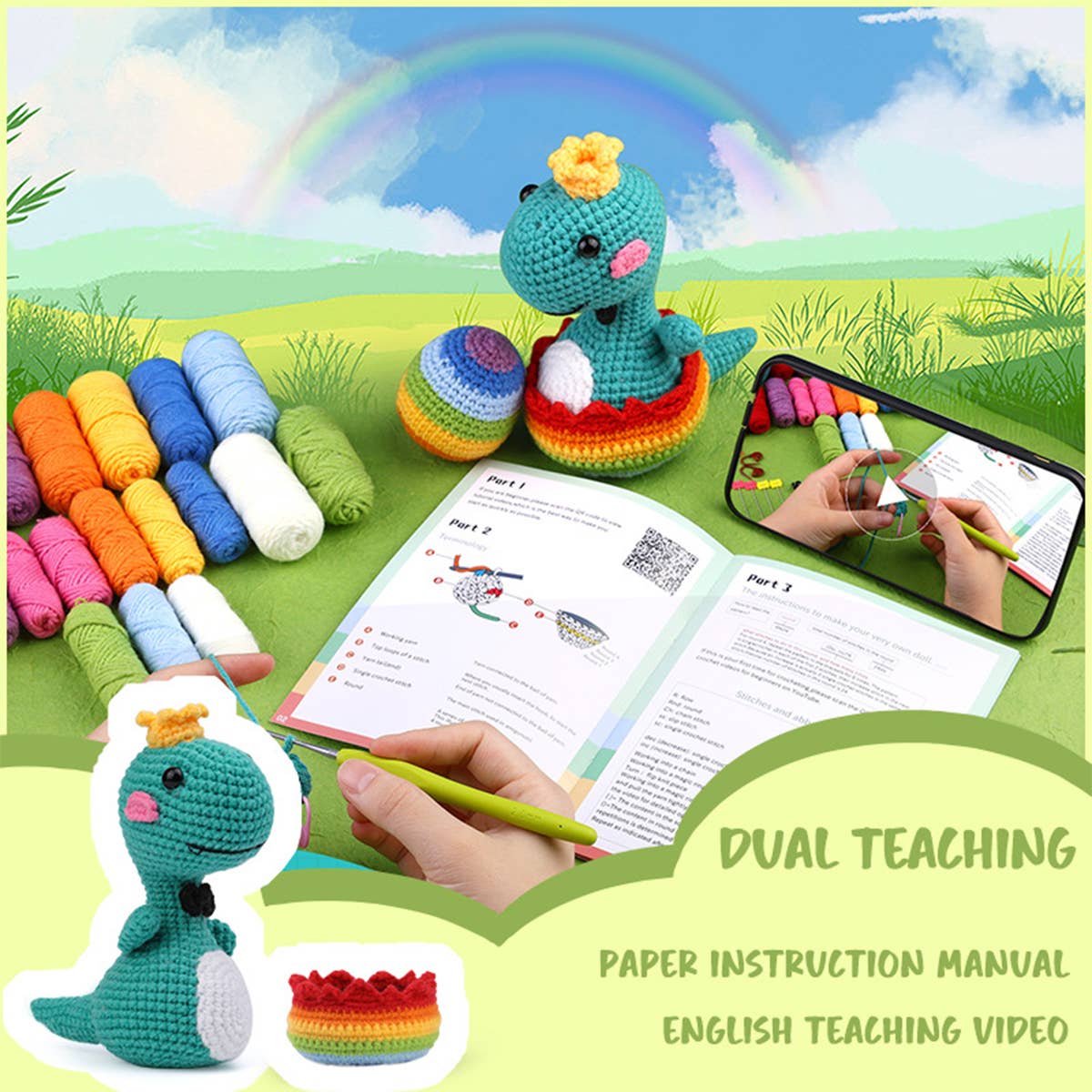 HANDMADE DIY DINOSAUR CROCHET MATERIAL KIT_CWMM0801