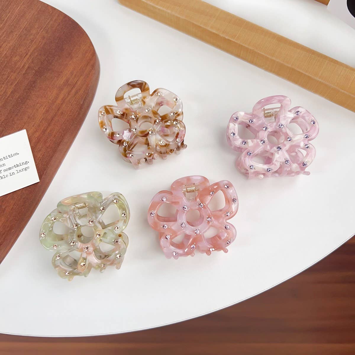 HOLLOW FLOWER HAIR CLAW RHINESTONE CHIC CLIP_CWAHA1590