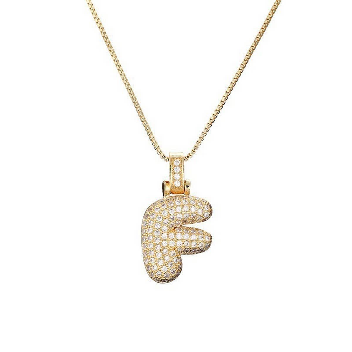 COPPER ZIRCONIA 26 LETTERS PENDANT NECKLACE_CWMM5866