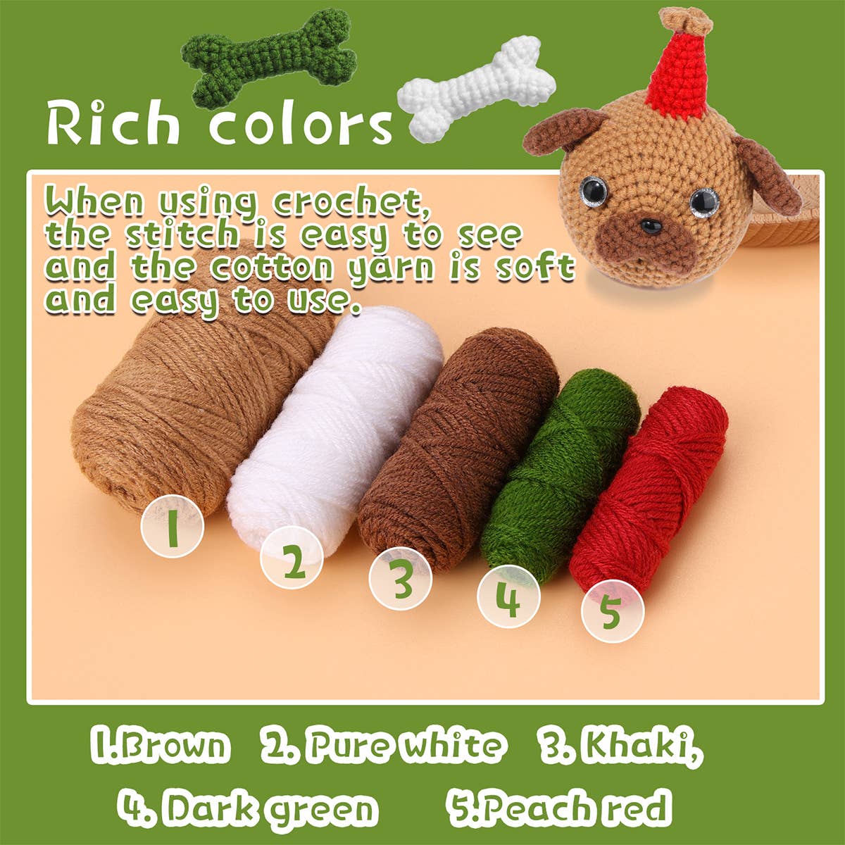 BASA DOG WOOL KNITTED DOLL CROCHET MATERIAL PACK_CWMM0806