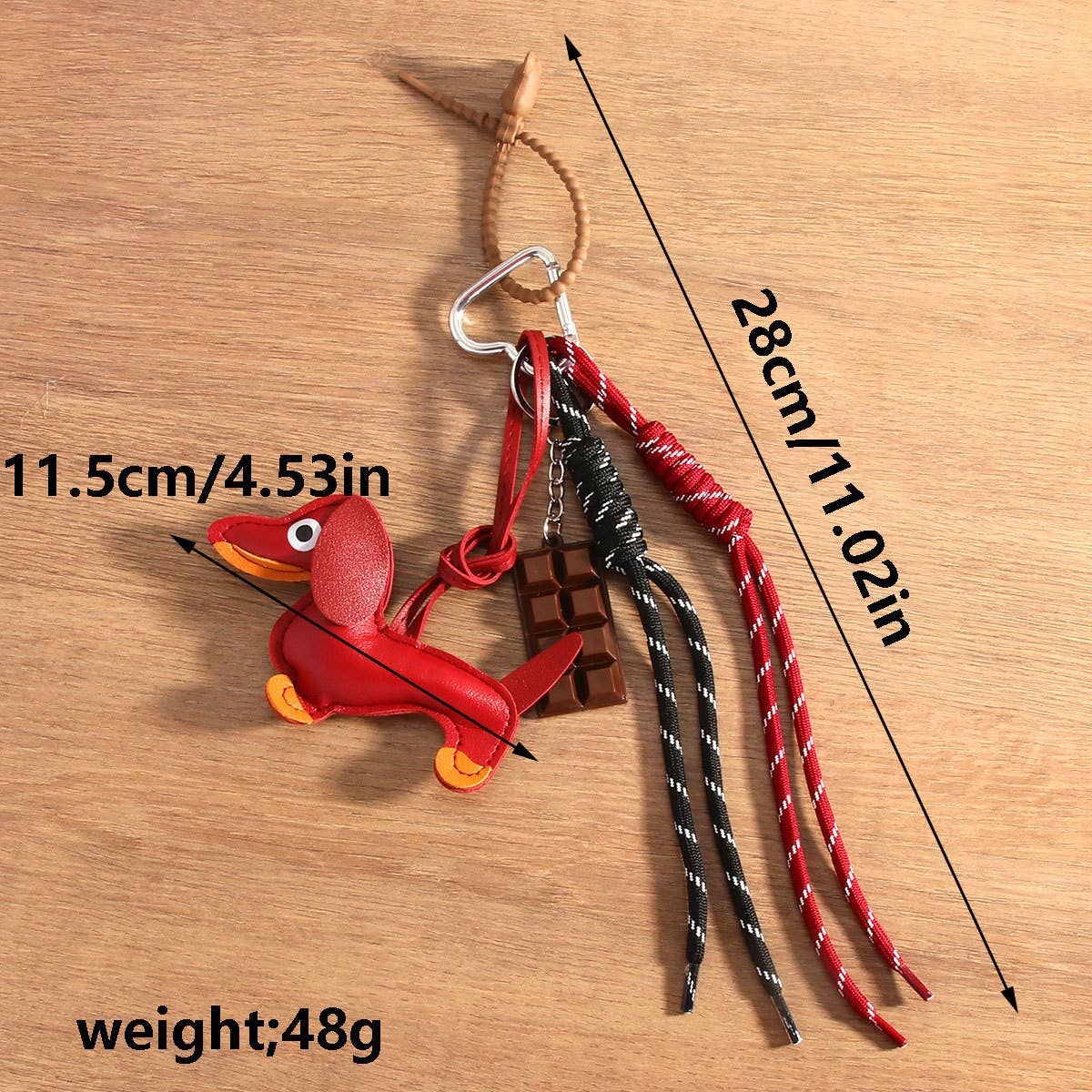 RETRO LEATHER DACHSHUND CHARM WITH BRAIDED STRAP_CWMM7550