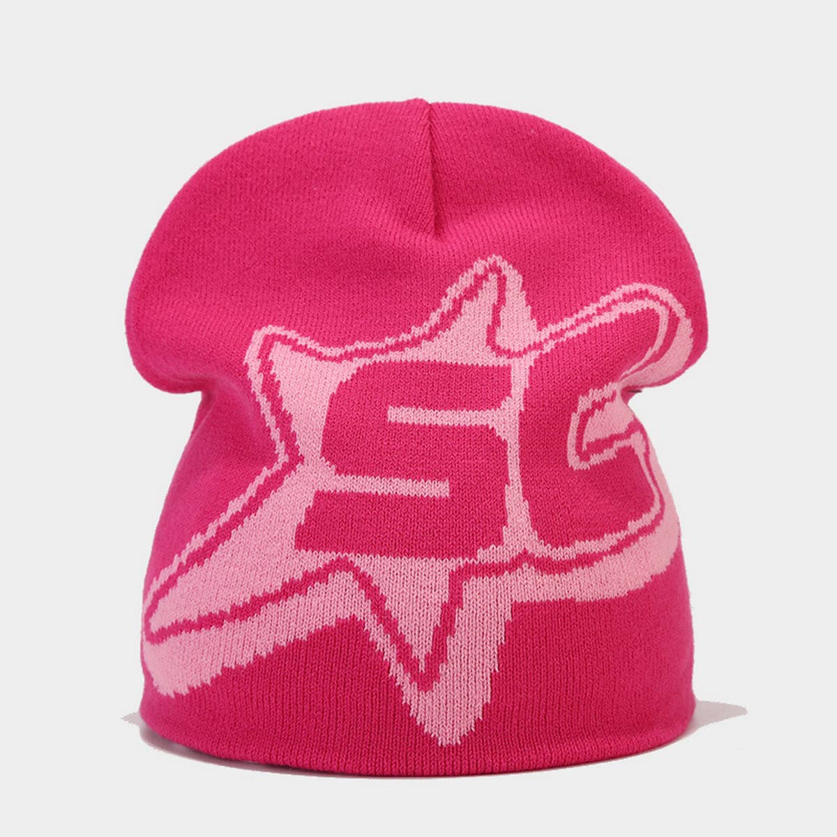 CASUAL LETTER STAR JACQUARD KNITTED HAT_CWAH1589