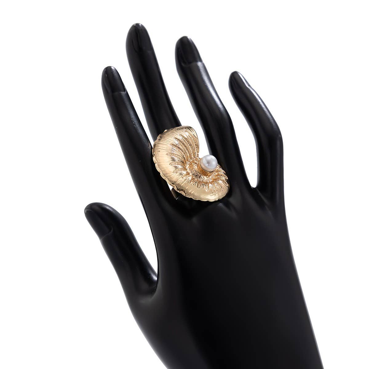 NEW BEACH IMITATION PEARL ADJUSTABLE ALLOY RING_CWMM3237