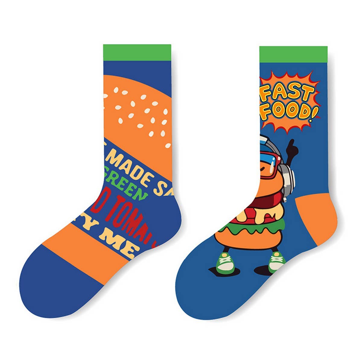 AB SIDE HAMBURGER BEER MID TUBE TRENDY SOCKS_CWMS1009