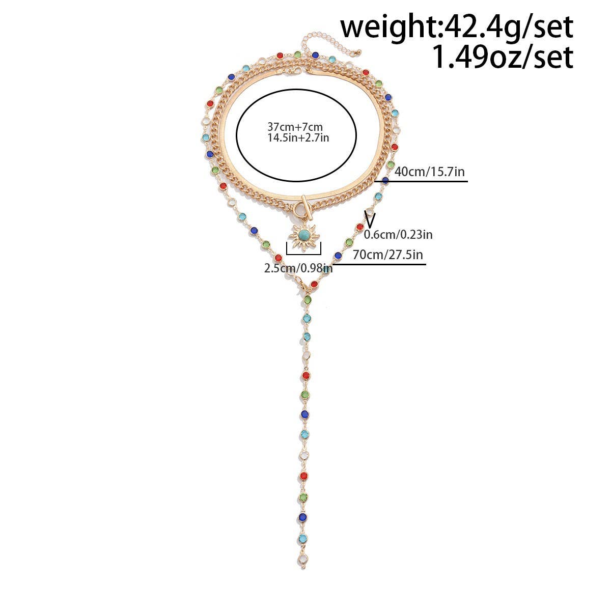 SUNFLOWER COLORED CRYSTAL CHAIN NECKLACE_CWMM3138