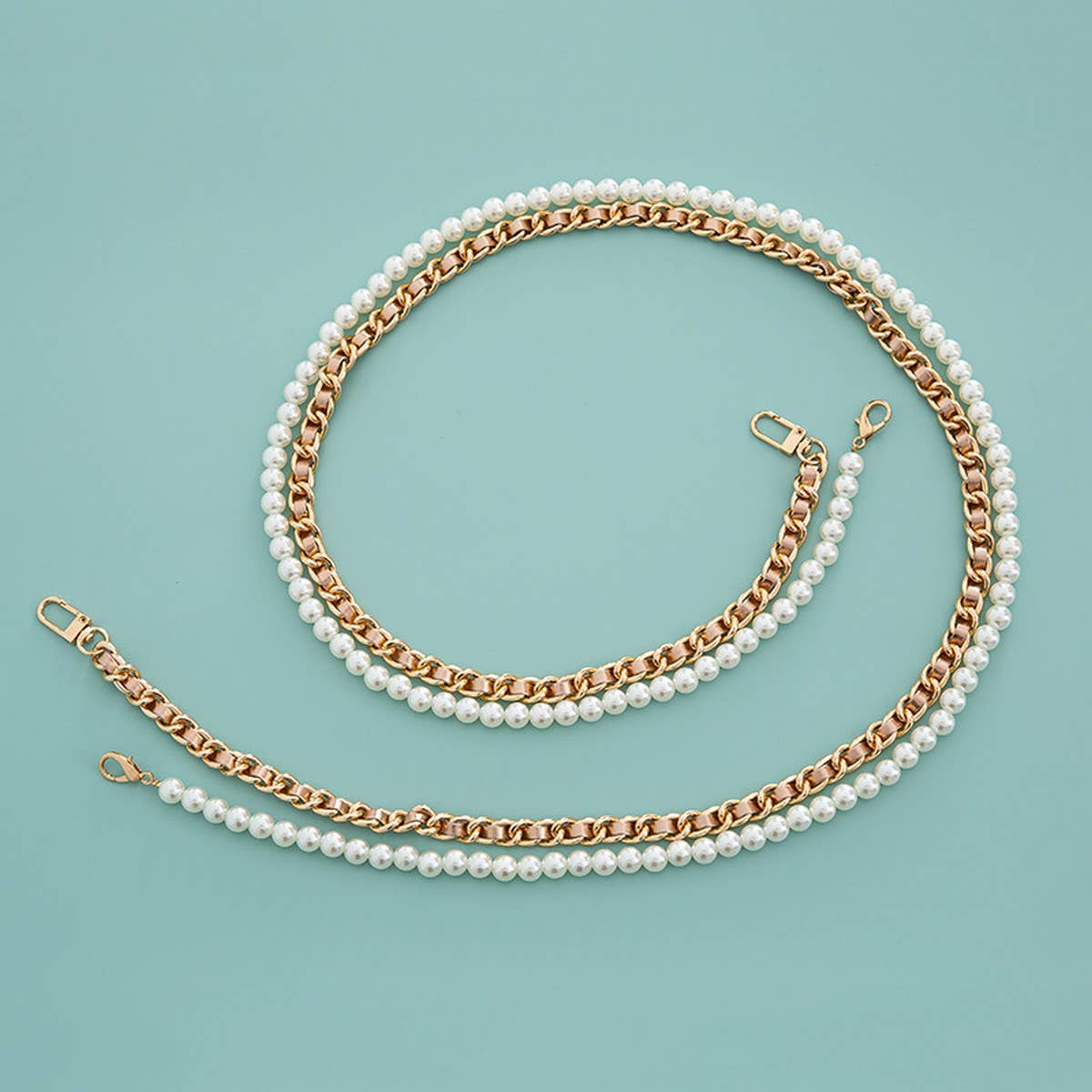 MIXED COLOR CHAIN BEADED PEARL BAG STRAP_CWMM5109