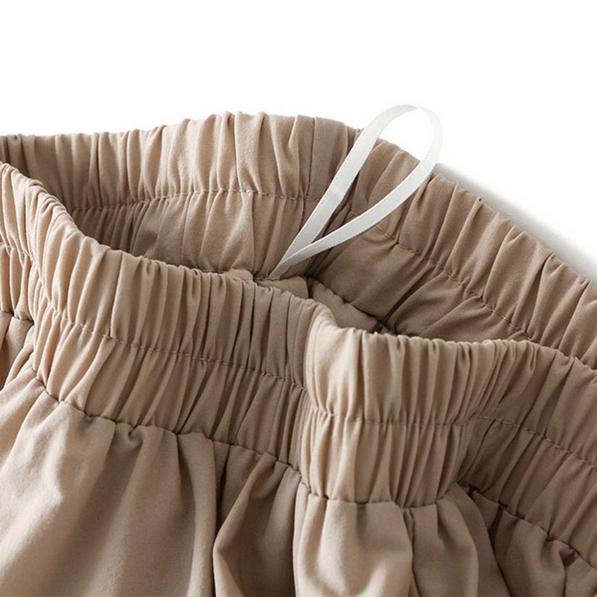 HIGH WAIST ELASTIC WAIST A LINE PLEATED MIDI SKIRT_CWBMS0331