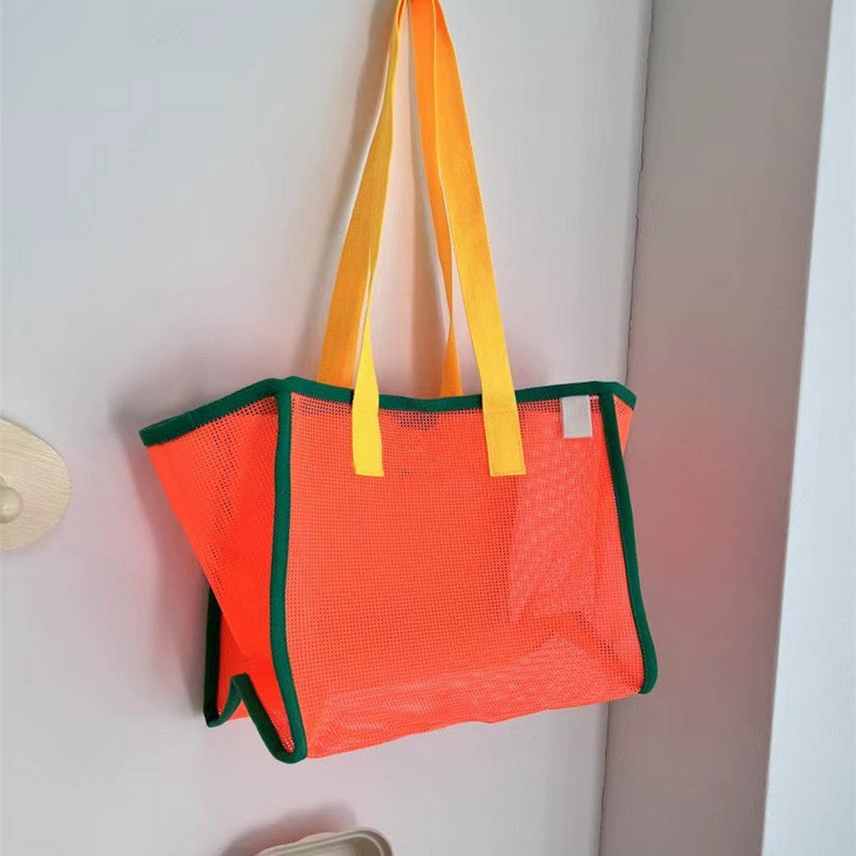Mesh Contrast Color Beach Travel Storage Bag_Cuab00461