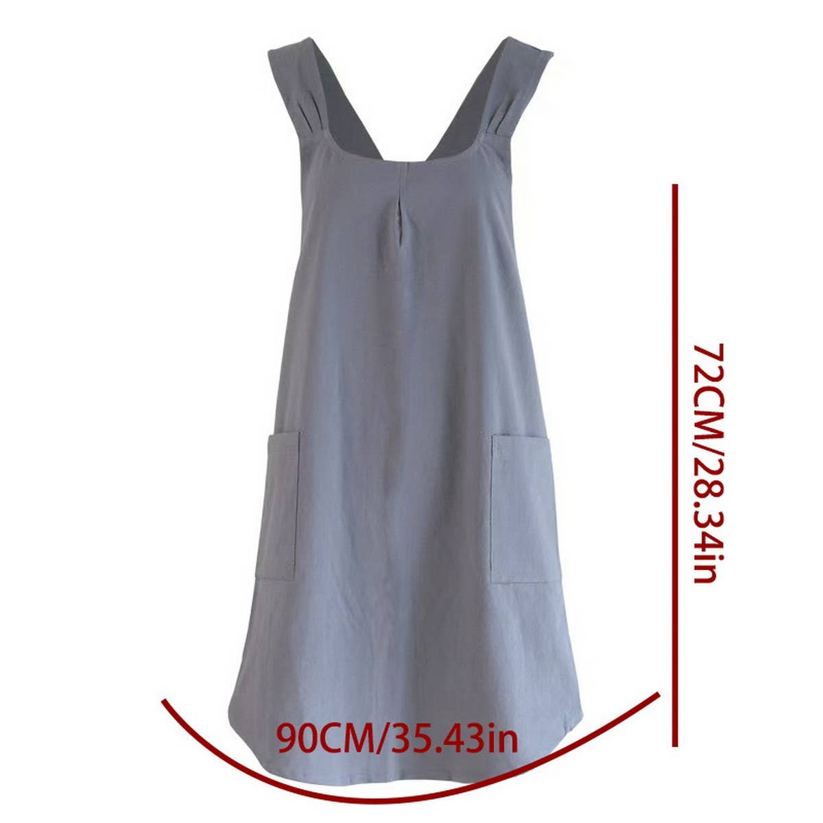 Cwab3993_Cotton And Linen Solid Color Tie-Free Work Apron