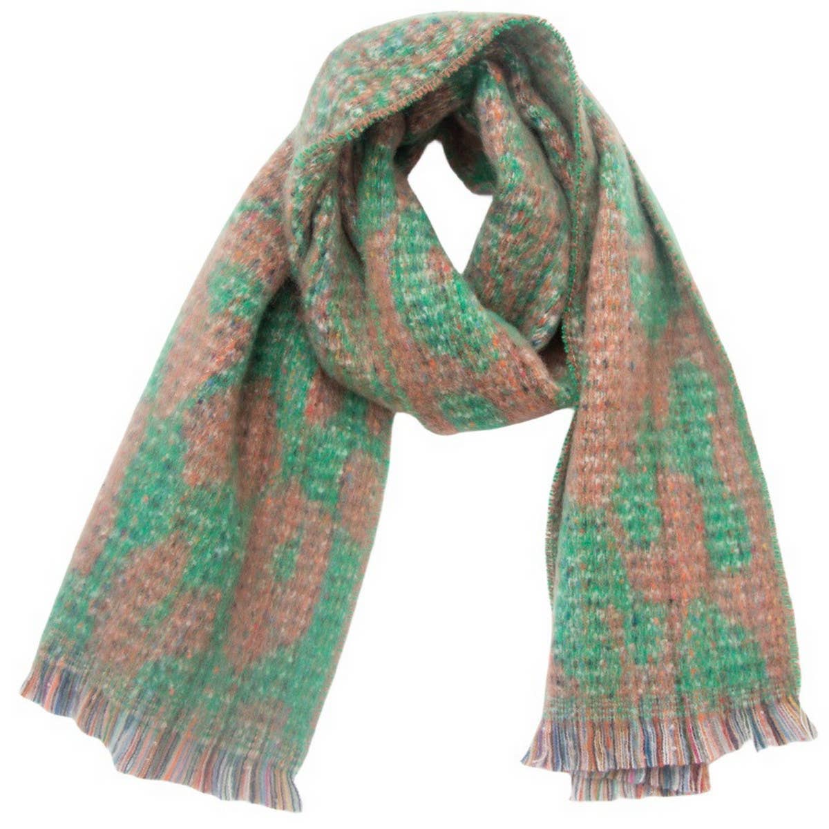 LEOPARD JACQUARD SCARF FRINGE WINTER WRAP_CWASC0872