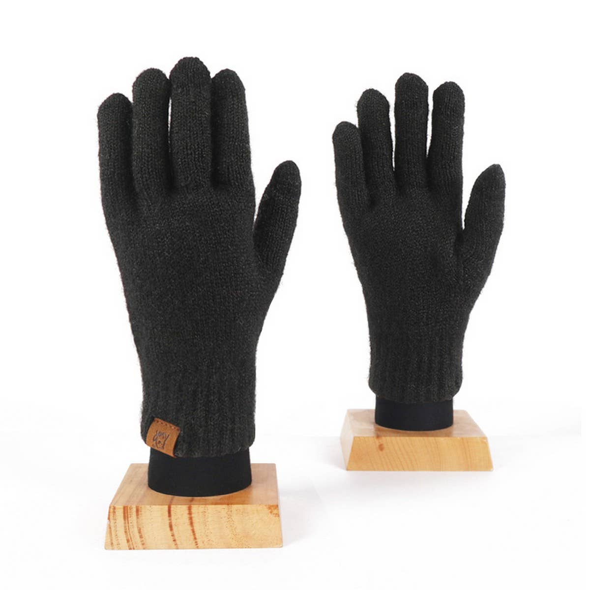 KNITTED FLEECE PLAID TOUCH SCREEN WARM GLOVES_CWAG0371