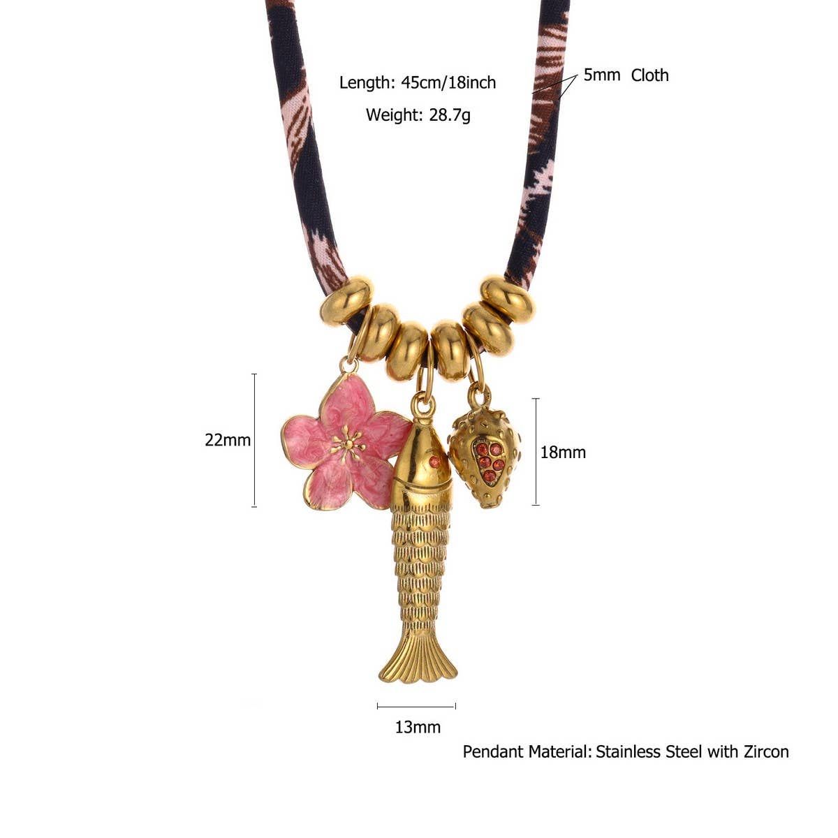OCEAN ROPE NECKLACE WITH STARFISH FISH CHARMS_CWMM8813
