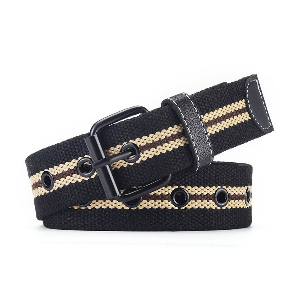 Women Canvas Striped Hollow Air Belt_Cwabe0595