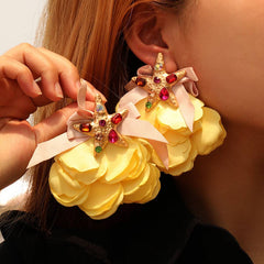 HANDMADE STARFISH FLORAL RHINESTONE EARRINGS_CWMM6177