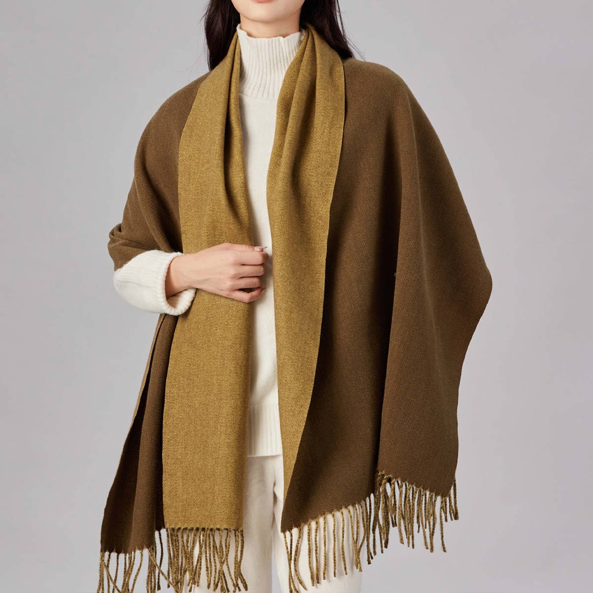 Two-Tone Faux Cashmere Scarf Stylish Warm Fall_Cwasc1103