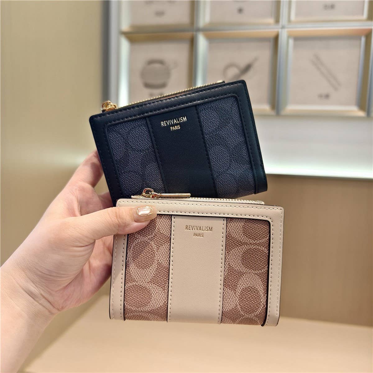 Geometric Pattern Bifold Zip Snap Wallet For Women_Cwab06204