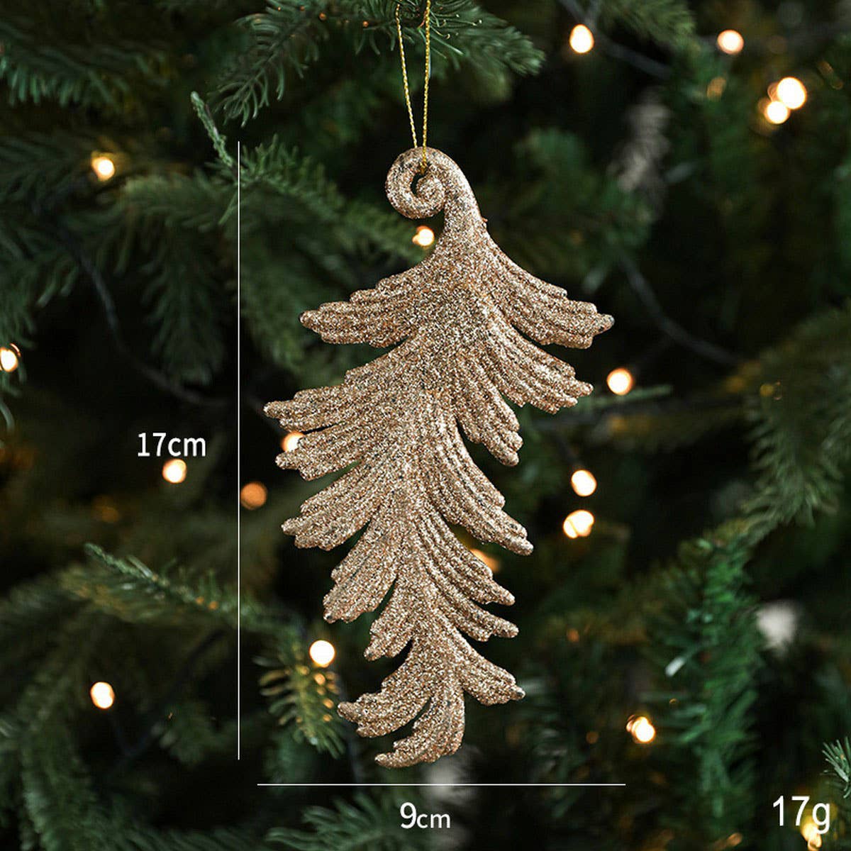 CHAMPAGNE GLITTER PLASTIC CHRISTMAS ORNAMENT_CWMM9756