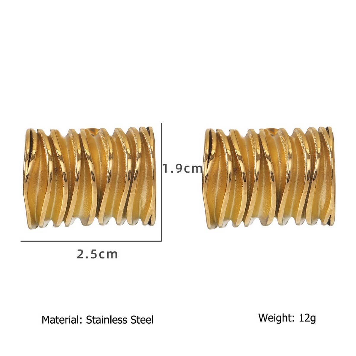 MINIMALIST 18K STEEL SQUARE WAVE STUD EARRINGS_CWMM8925