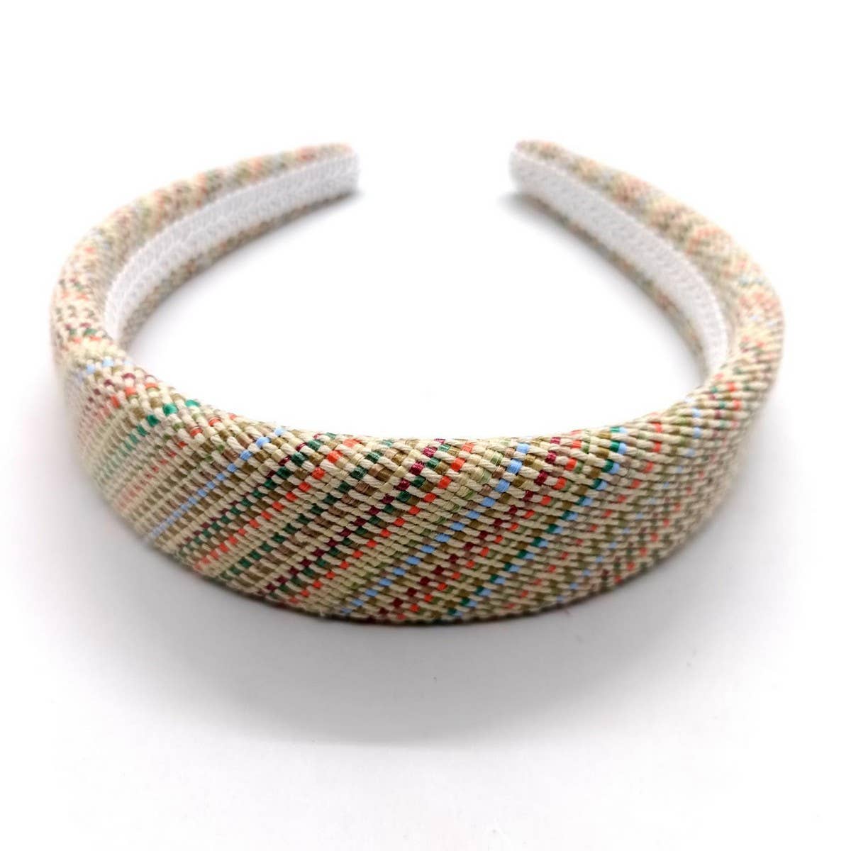 NEW STRIPED RAFFIA WOVEN PADDED CROWN HEADBAND_CWAHA6333