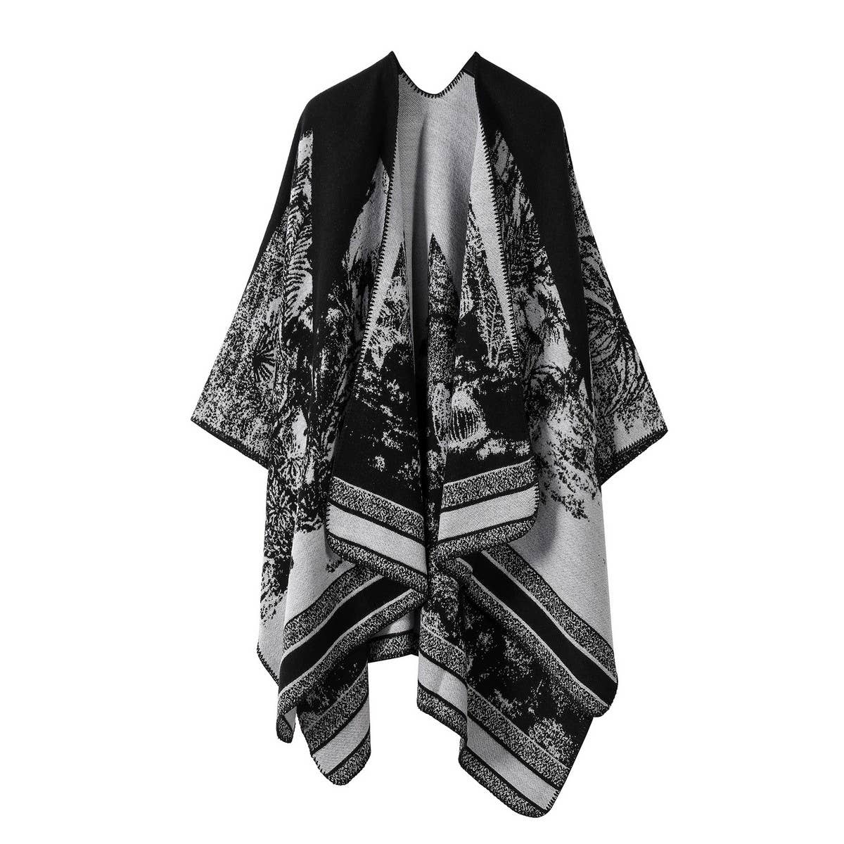 CAPE DARK DOUBLE SIDED WARM OUTER WEAR THICK SHAWL_CWASC2117