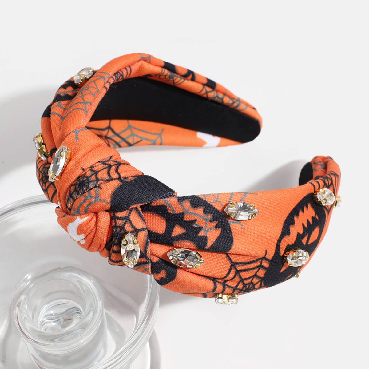 Vintage Rhinestone Skull Knotted Headband