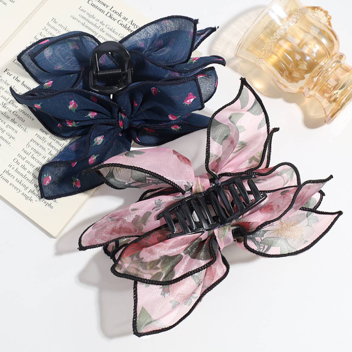 ELEGANT ARTISTIC FLOWER LOVE MESH BOW HAIRPIN_CWAHA2239